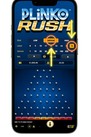 Plinko Rush settings