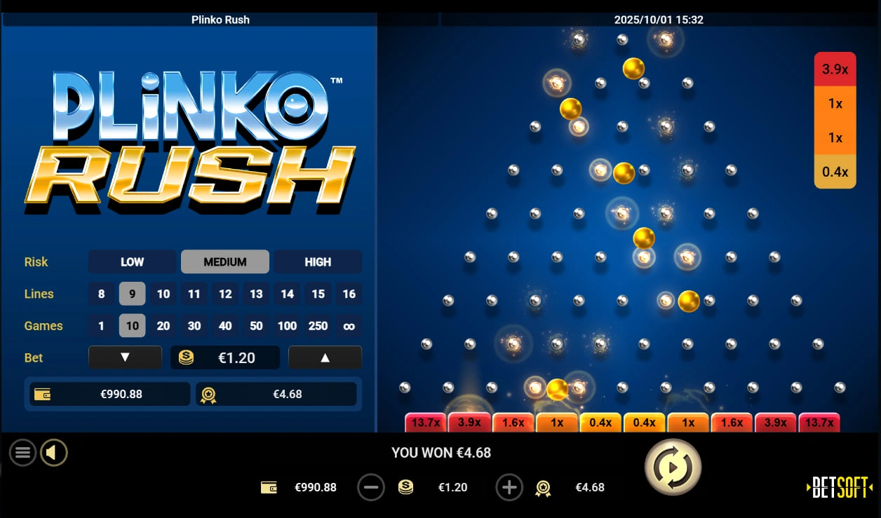 Balanced medium risk Plinko mode